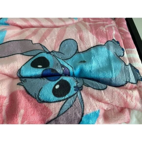 Disney Stitch Hibiscus Spring Summer  Soft Plush Throw Blanket 50x70” Pink NEW - Picture 12 of 16